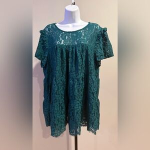 Torrid Green Ruffled Blouse Relaxed Fit